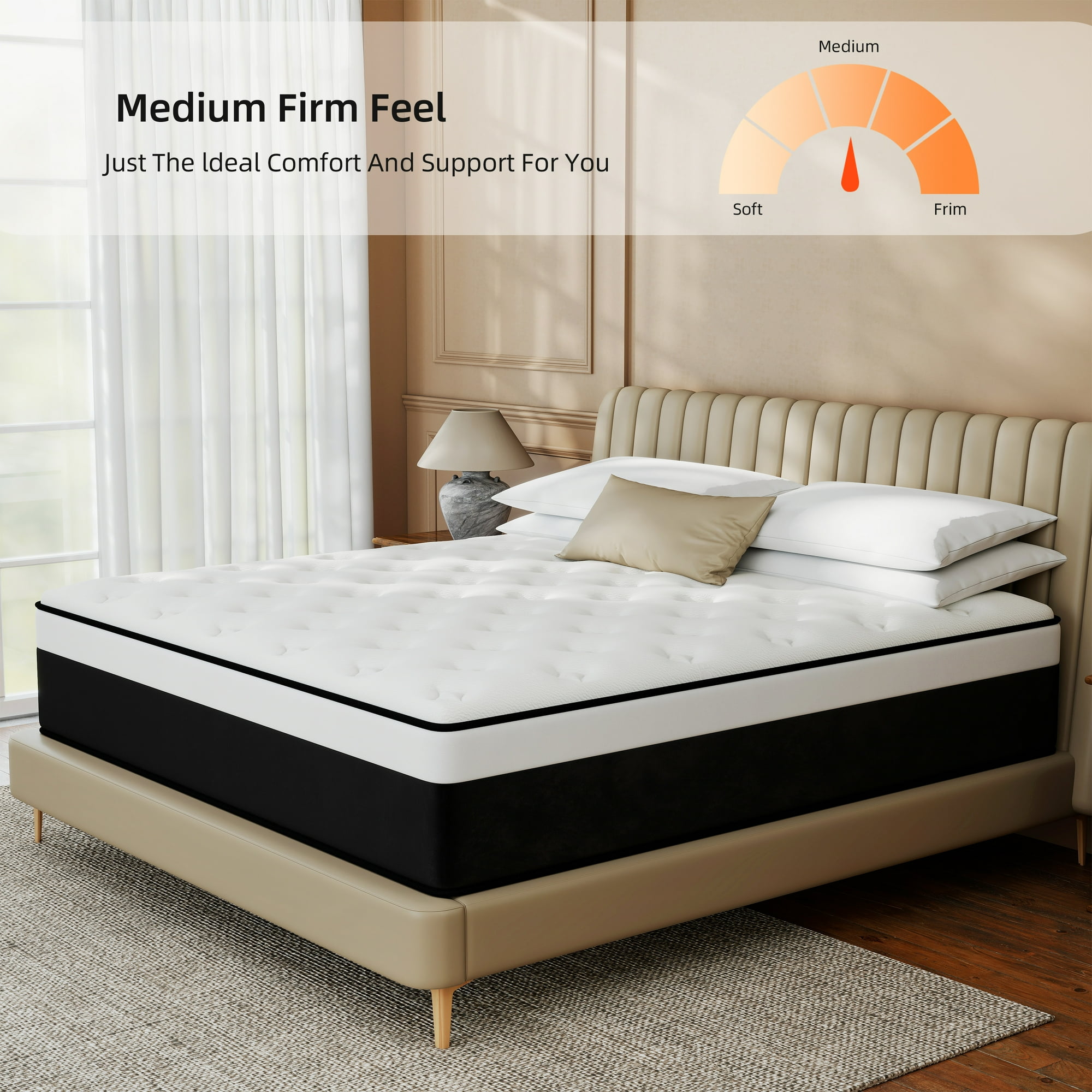 12 Inch Twin Medium Firm Hybrid Mattress - High Density Memory Foam & Pocketed Springs for Motion Isolation, Hypoallergenic Bed in a Box Adult