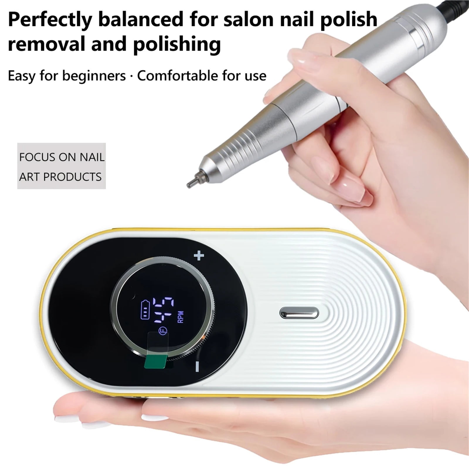 Electric Nail Drill File Professional, Rechargeable Nail Drill Machine Kit for Acrylic Gel Nails Polishing Removing