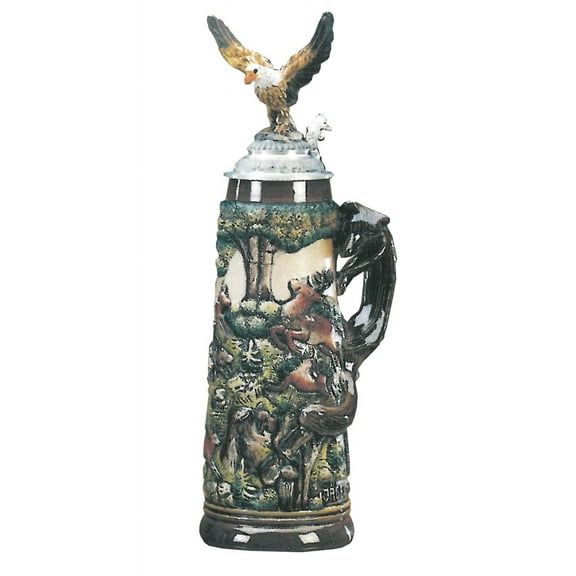 German Beer Stein Eagle Hunting Stein 2 liter tankard, beer mug