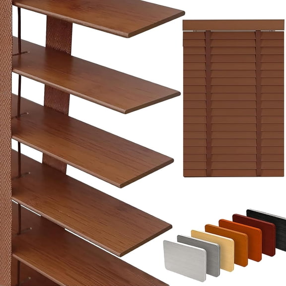 2 Inch Wood Slats Horizontal Blinds for Indoor Windows Solid Wooden Blackout Privacy Blinds 22.5 W x 48 H Brown