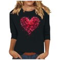 thumbnail image 2 of Jienlioq Chandail en Molleton de la Saint-Valentin pour Femmes Imprimé Décontracté Col Rond Manches 3/4 Noir 5TG, 2 of 4