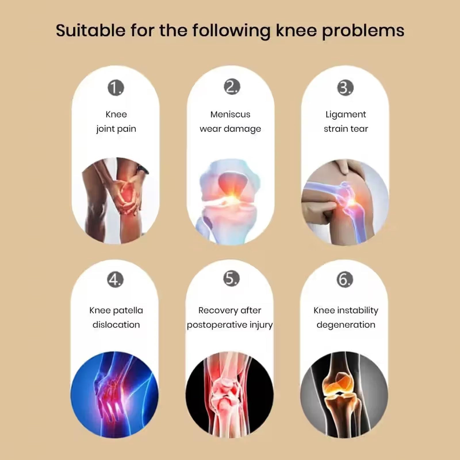 Tusihei 4Pcs Knee Brace, Adjustable Knee Wrap with Side Stabilizers, Ultra-Soft Bandage for Elderly, Men and Women, Meniscus Tear, ACL, Hiking