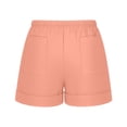 thumbnail image 5 of YgkuHd Men's Cotton Linen Shorts Summer Casual Drawstring Elastic Waist Multi-Pocket Solid Color Beach Vacation Shorts,03-Pink_M, 5 of 7