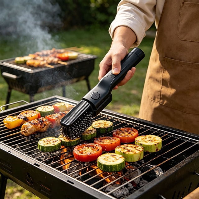 WUSUOWEI 1Set Automatic Grills Clean Scrubber,High Torque Grill Brush with 3 Speed Modes,Adjustable Barbecue Brush,Practical Rotating Washer for Grill,Machine Brush and Brush Head,Grills Clean Tool