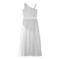 thumbnail image 6 of Xnihocha Kids Girls Lyrical Dance Dress Sleeveless Strap Sparkle Leotard with Wrap Skirt Contemporary Costumes White 6, 6 of 7