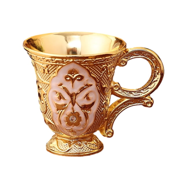 Copa de vino de metal, vaso de vino, colección portátil, decoración, taza en relieve, retro Blanco áureo