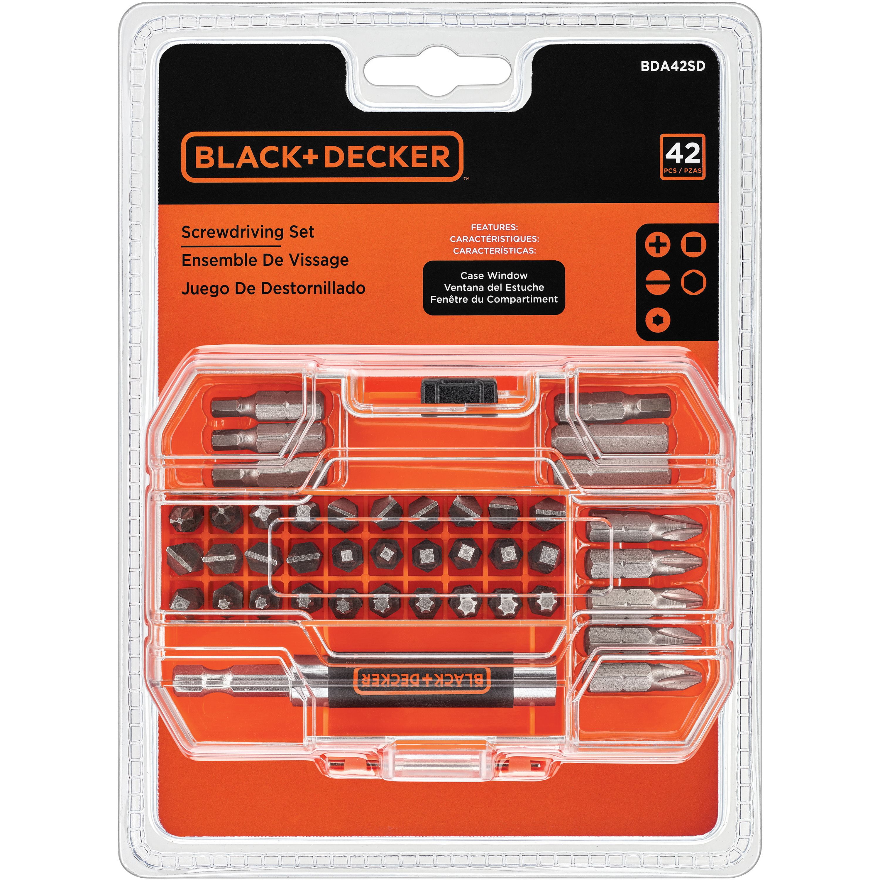 BLACK+DECKER Cordless Screwdriver BCF601AA & BDA42SD Alkaline with Screwdriver Bit Set 42-Piece 