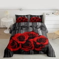thumbnail image 3 of Feelyou Red Rose Flower Bedding Comforter Set for Couple, Romantic Flower Floral Twin Comforter Sets, Happy Valentine's Day Reversible Bedding Set, Ultra Soft Bedroom Decor, 2-Piece, 3 of 9