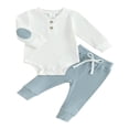 thumbnail image 1 of Baby Boys Pants Set  Long Sleeve Contrast Color Romper with Pants, 1 of 8