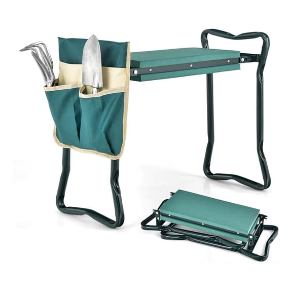 Garden Kneeler with Tools Pouch, Folding Garden Seat Stool Kneeling Pad Cushion for Patio Garden Yard