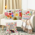 thumbnail image 4 of Set of 4 Colorful Flowers It''s OK Inspirational Quotes Throw Pillow Cover,Cushion Case for Girls Women Sofa Couch Bed Bedroom Decor, Inspirational Gifts for Girls Women Friends 18" x 18", 4 of 4