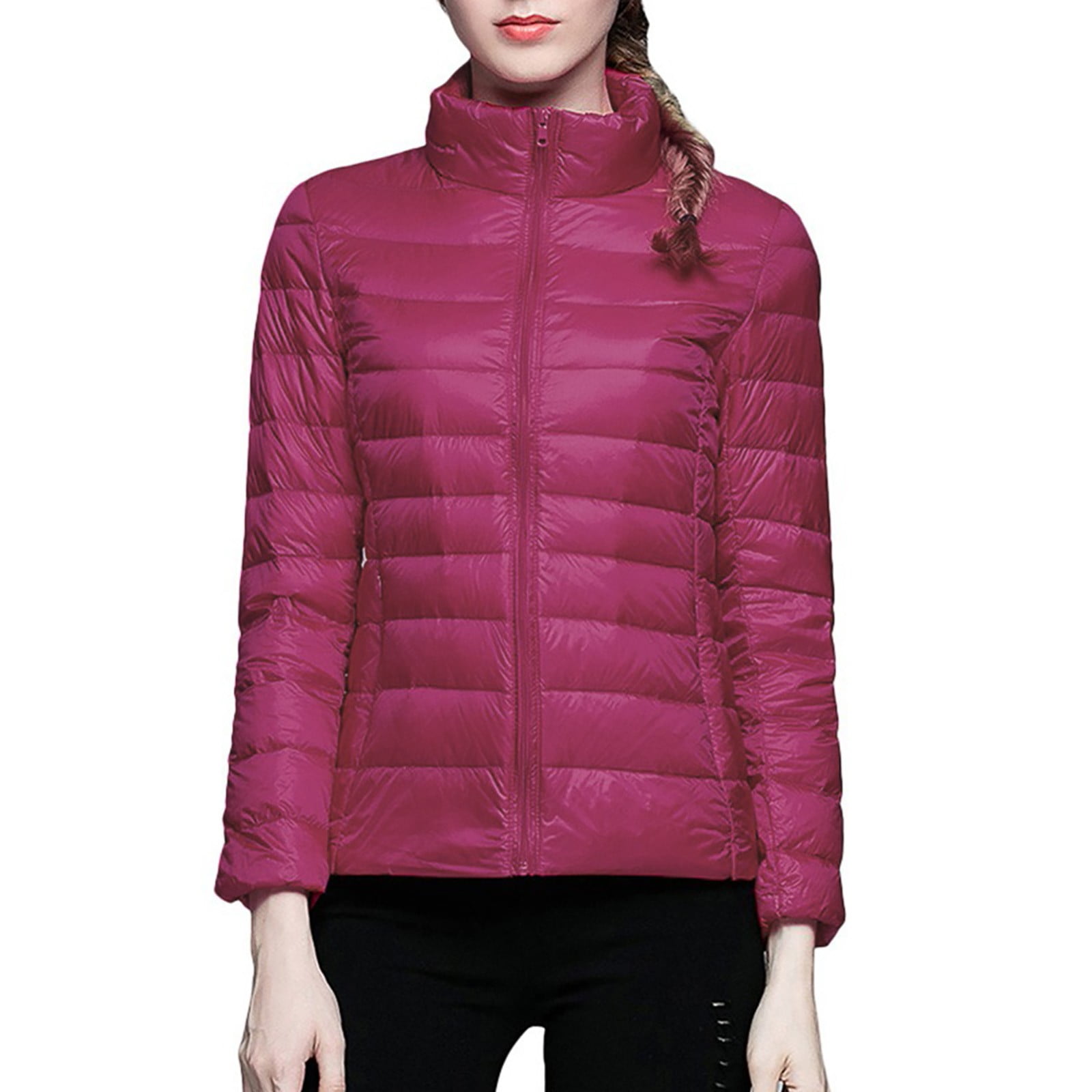 Baberdicy Cardigan Sweaters for Women Lightweight Women's Winter Thin and Light Down Coat Casual Down Coat Slim Quilted Jacket Women's Down Jackets & Parkas Hot Pink