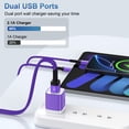 thumbnail image 6 of Charger Block Type C, 3 Pack USB Wall Charger with 10FT Type C Charging Cable Cord USB C Cable Phone Cables, Dual Port Phone Charger Android Charger Block USB Plug Adapter USB Charging Block, Purple, 6 of 8