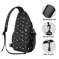 thumbnail image 3 of Sling Backpack,Black White Halloween Bat Moon Spider Pattern Sling Bag with Water Bottle Holder,Waterproof Sling Bag for Men/Women with Headphone Jack for Hiking,Travel, 3 of 6