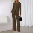 thumbnail image 5 of Xingpeng Women's Wide Leg Pants Suit Set 2026 Fall Business Casual Blazer and Trousers with Pockets Two Piece Brown S, 5 of 9