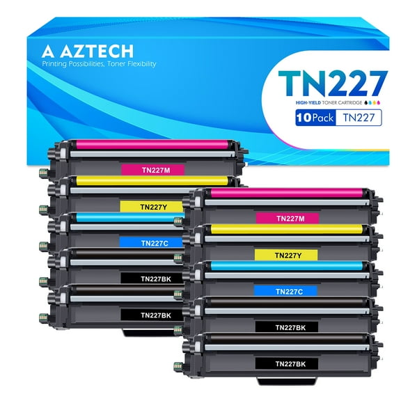 TN227 Toner Cartridge 10-Pack Compatible for Brother TN-227 TN223 TN-227BK/C/M/Y HL-L3270CDW HL-L3290CDW HL-L3210CW MFC-L3770CDW MFC-L3750CDW MFC-L3710CW Printer (Black Cyan Magenta Yellow)