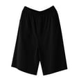 thumbnail image 4 of QATAINLAV Prime Sales Linen Bermuda Shorts for Women Elastic High Waisted Knee Length Beach Shorts Solid Casual Summer Shorts Vacation Outfits Black M, 4 of 8