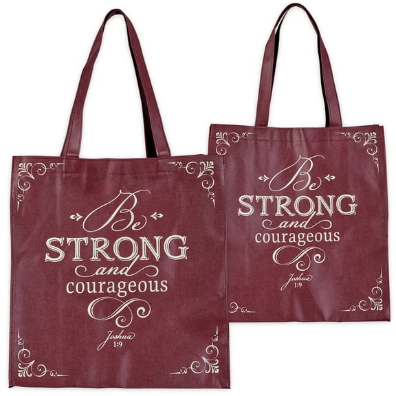 Christian Art Gifts Reusable Fashion Shopping Tote Bag for Women: Be Strong and Courageous - Joshua 1:9 Inspirational Bible Verse Durable Handbag for Travel, Crafts, Groceries, Books, Supplies, Maroon