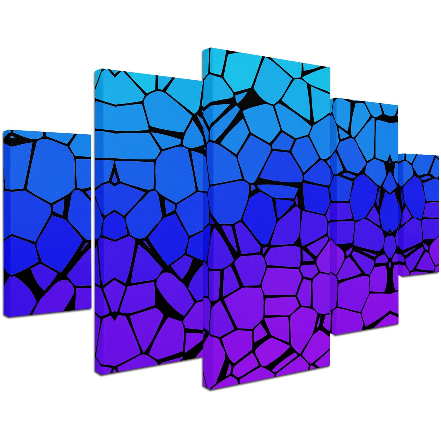 Trademark Fine Art "Crystals of Blue and Purple" Canvas Art by Masters Fine Art 5-Panel Set