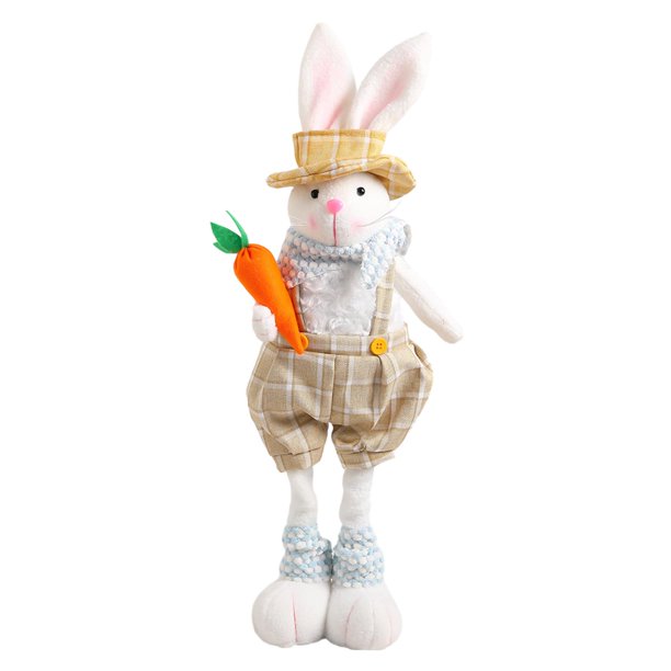 Estatua de Conejo de Pascua de Peluche, Escultura de Conejo, Estatuilla Artesanal, Muñeco de , Adorno de Juguete para Mesa, Interior, Fiesta E Caqui