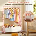 thumbnail image 3 of Kids Clothing Rack with Storage Shelf, Kids Dress Up Rack Storage for Coats, Small Baby Garment Rack for Hanging Clothes, Toddler Wardrobe Closet Organizer for Kids (Classic, Pink), 3 of 7