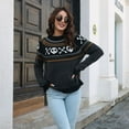 thumbnail image 4 of SWSMCLT Women's Soft Pullover Sweater Long Sleeve Knitted Holiday Knitwear Halloween Warm Halloween Fall Vintage Casual Loose Black1 8-10, 4 of 5
