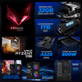 thumbnail image 3 of Computadora Escritorio Completa Xtreme PC Gaming AMD Radeon Vega Renoir Ryzen 7 5700G 32GB SSD 1TB Monitor 23.8 75Hz WIFI Black gaming ligero, oficina, estudio y hogar, 3 of 6