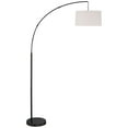 thumbnail image 2 of 360 Lighting Cora Modern Arc Floor Lamp Standing 72" Tall Black Metal White Linen Drum Shade Decor for Living Room Reading Bedroom Office House Home, 2 of 7