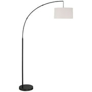 360 Lighting Cora Modern Arc Floor Lamp Standing 72 Tall Black Metal White Linen Drum Shade Decor for Living Room Reading Bedroom Office House Home