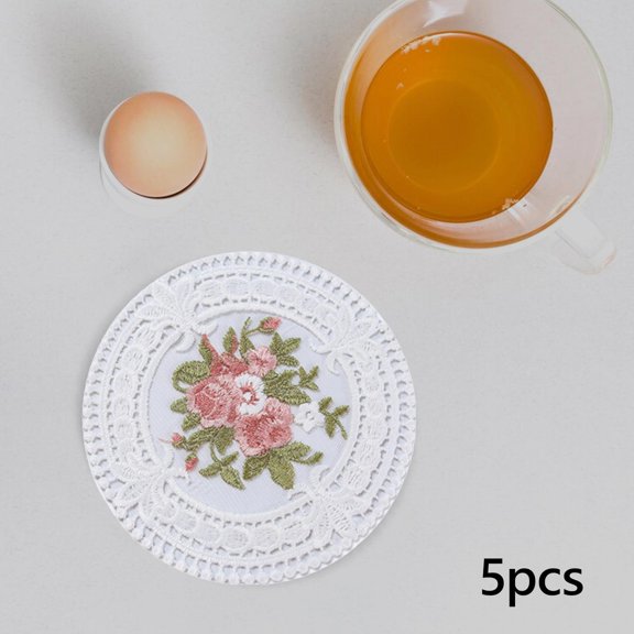 Cuticate 5 Pieces Drink Coasters Retro Cup Coasters for Farmhouse Coffee Table Office White