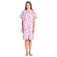 thumbnail image 6 of Casual Nights Women's Snap Front Lightweight Housecoat | Short Sleeve House Dress Duster Lounger Robe with Pockets | Cotton Poly Knit, Mid Calf | Pink Large, 6 of 6