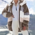 thumbnail image 2 of Gibobby Chamarras para mujer, Chamarra de forro polar Sherpa para mujer, holgada, de manga larga(Caqui,G), 2 of 5