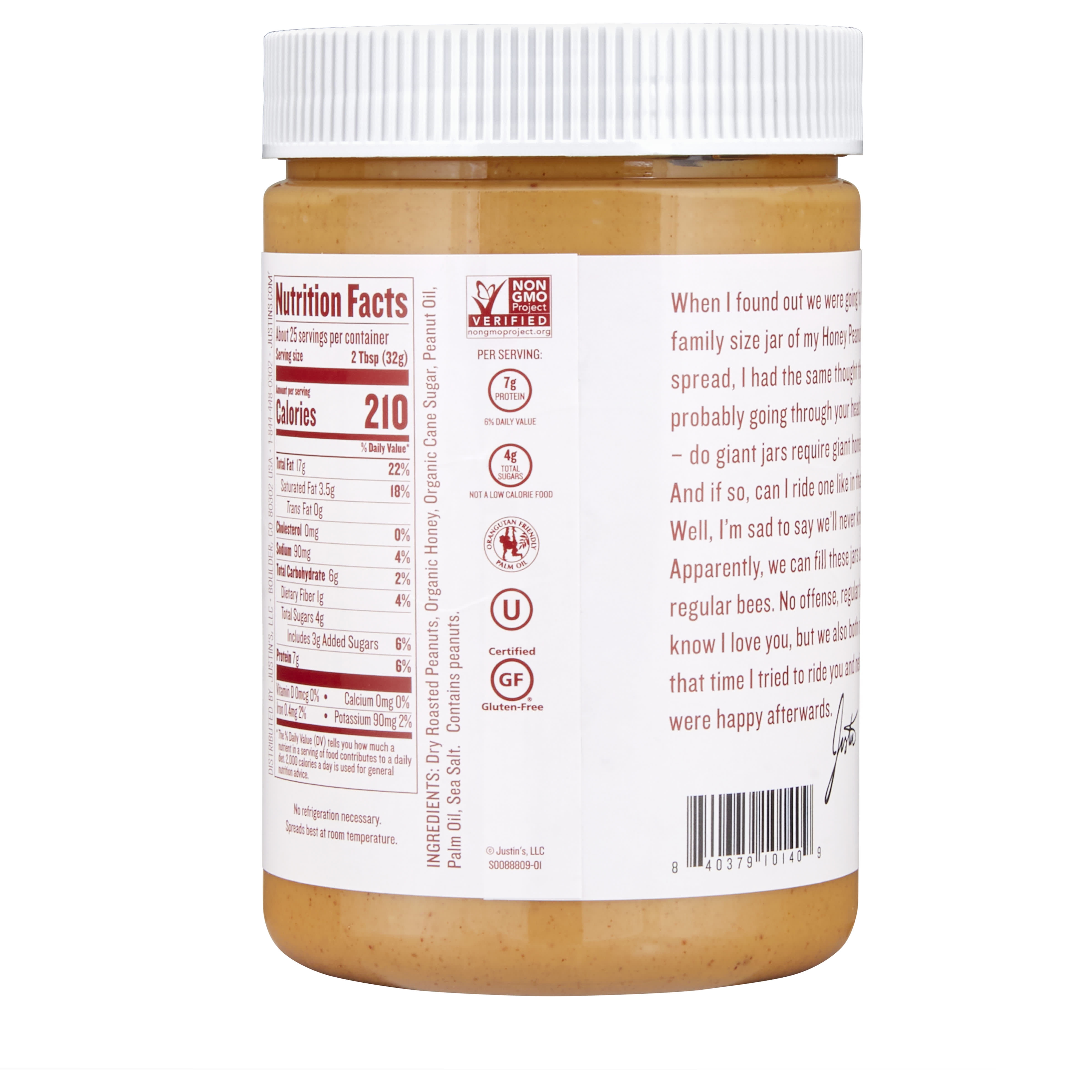 JUSTIN'S Honey Peanut Butter 6