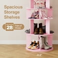 thumbnail image 5 of 8 Tier Rotating Shoe Rack Tower, 32 Pair Shoe Organizer Shelf, Pink, 63.3" x 23.6" x 23.6", 5 of 9