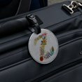 thumbnail image 5 of Letter Z Floral Monogram Initial Round Leather Luggage Card Suitcase Carry-On ID Tag, 5 of 8