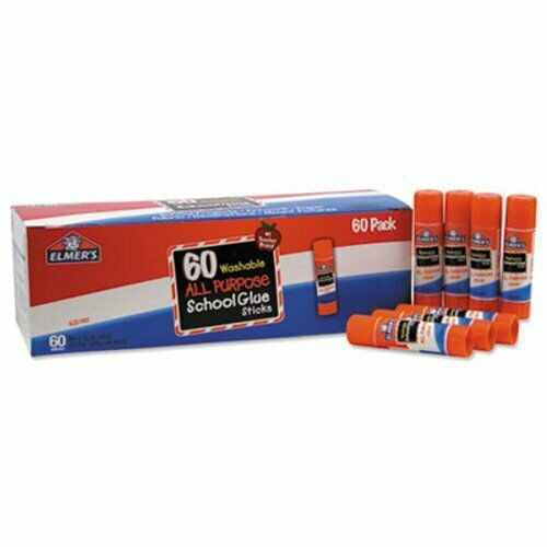 Elmers Washable All Purpose School Glue Sticks, Clear, 60/Box (EPIE501)