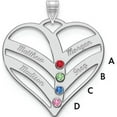 thumbnail image 1 of Custom Personalized 10KW 4 Name and Birthstone w/ 18k Bezel Cut Out Heart Necklace 10k White Gold: Jewelry by Sweet Pea - Made in USA, 1 of 5