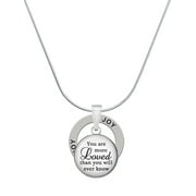 Delight Jewelry Silvertone Domed You are more Loved Joy Ring Charm Necklace, 18"