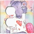 thumbnail image 2 of Metal Light Switch Wall Plate Outlet Cover (Love Friend Purple Teddy Bear Heart Pillow - Single Duplex Single Toggle), 2 of 2