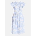 thumbnail image 5 of Time and Tru Women's Cotton Double Cloth Midi Dress with Short Flutter Sleeves, Sizes XS-XXXL, 5 of 5