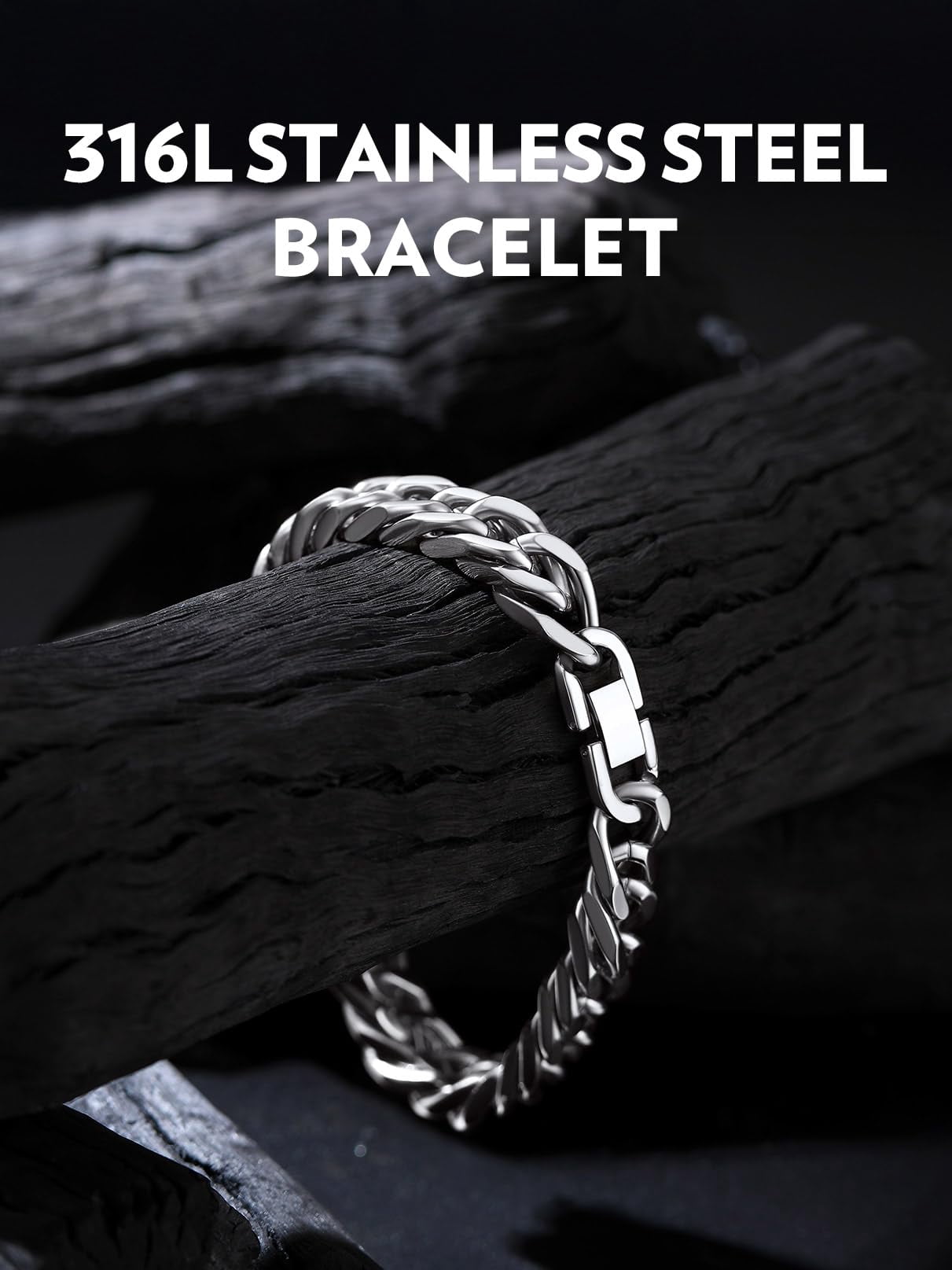 Bandmax 12MM Stainless Steel Cuban Chain Bracelets for Men Women Miami Curb Link Hand Chain Wristlet Birthday Valentines Father Day Gift for Dad Son Husband Grandpa