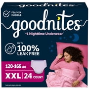 Goodnites Girls Nighttime Bedwetting Underwear, Size XXL (120-165 lbs), 24 Count