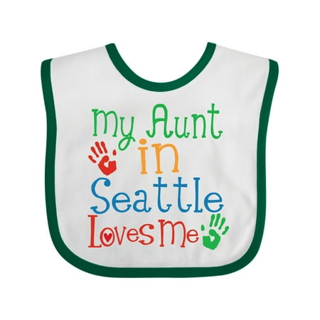 

Inktastic My Aunt in Seattle Loves Me Gift Baby Boy or Baby Girl Bib