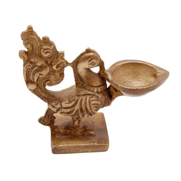 Handcrafted Beautiful Peacock Designer Brown Brass Diya | Decorative Diya