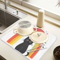 thumbnail image 2 of Yayeee Dish Drying Mat for Kitchen Counter 18" x 24" Microfiber Super Absorbent Coffee Decorative Pad, Black Cat Rainbow, 2 of 9