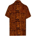 thumbnail image 2 of HAPPY BAY Men's Holiday Tropical Party Aloha Shirts Short Sleeve Button Down Beach Hawaiian Shirt for Men M Tribal, Autumn Brown, 2 of 4