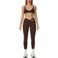 thumbnail image 1 of PISONIC Womens Workout Set Two Pieces Color Block Sports Bra Matching High Waist V Cut Leggings Gym Work Out Outfits, 1 of 6