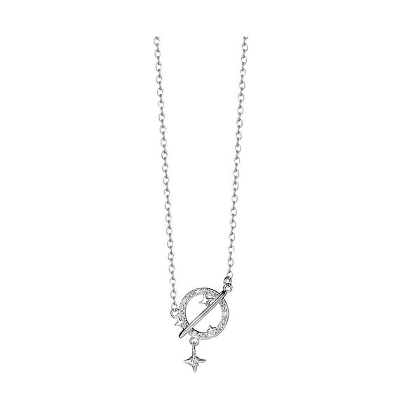 KDSJSXW Silver Prom Jewelry Star Necklace Female Star Diamond Clavicle Chain S925 Sterling Silver Necklace Silver Necklace Prom Jewelry for Women Gold Stacked Necklaces for Women(Silver,One Size)
