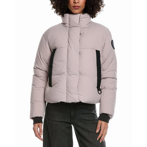 Canada Goose womens Junction Cropped Black Label Puffer Coat, l