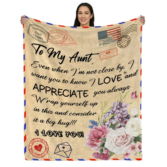 LHSHID To My Aunt Blanket from Niece Envelope Blankets Mothers Day Blanket Gifts for Auntie Birthday Women's Day Holiday Fleece Blankets 30x40in